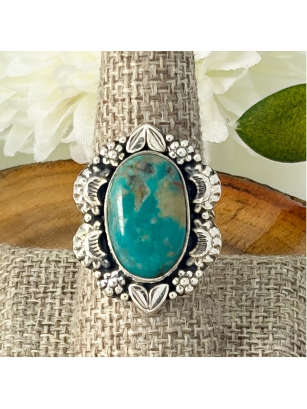 Sonoran Gold Turquoise Navajo Style Ring Size 8 1/4 8.5 Pure Sterling Silver 925 - Picture 10 of 13